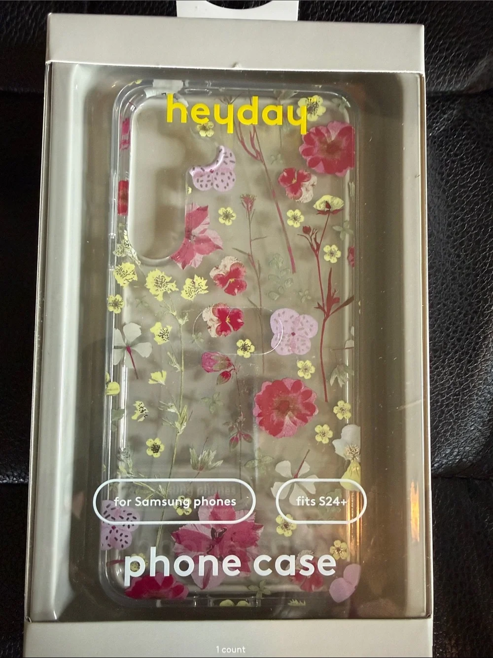 heyday Clear Floral Phone Case for Samsung S24+ - Pink & Yellow Flowers NEW